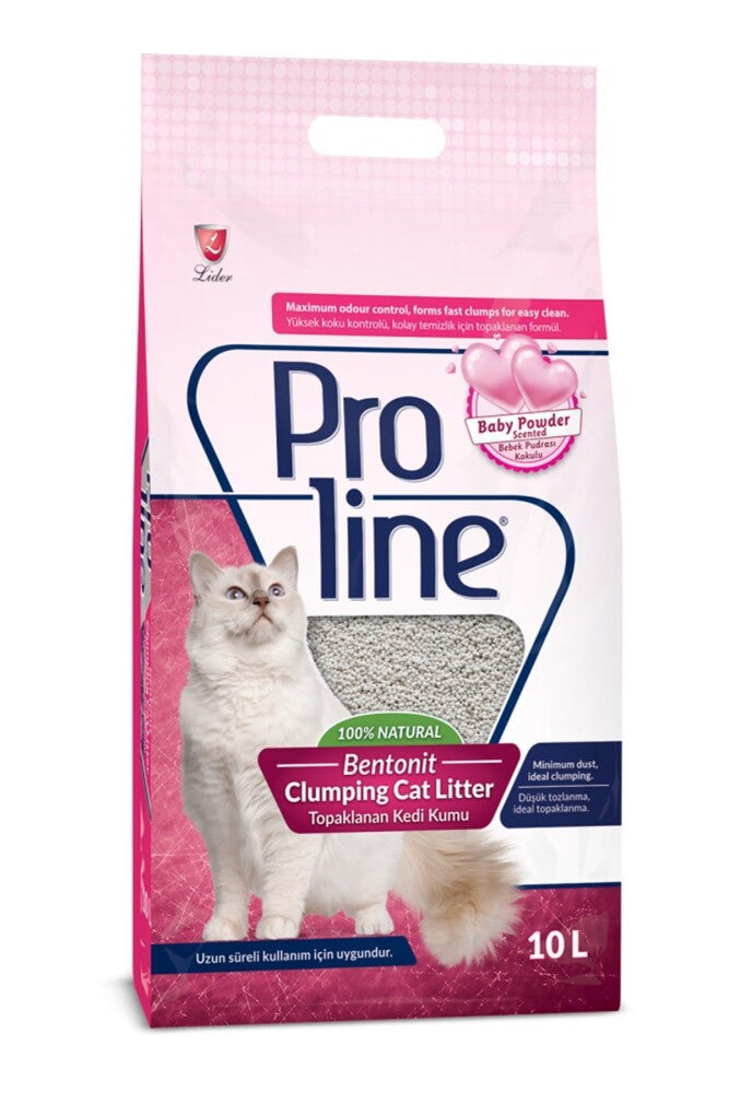 Proline Bebek Pudrası Kokulu Kalın Taneli Topaklanan Bentonit Kedi Kumu 10 LT | SRC: Barcode: 8698995011785